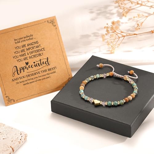 yupoxiu Inspirational Gifts for Women Birthday - Healing Natural Stone Bracelets, Thinking of You Get Well Soon Gifts for Women Friend Sister - style: B-Appreciated
