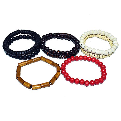 COLORFUL BLING 4Pcs Classic Natural Sandalwood Bead Bracelet Strand Wood Tibetan for Men Women Meditation Buddhist Mala Prayer Jewelry - color: 8pcs