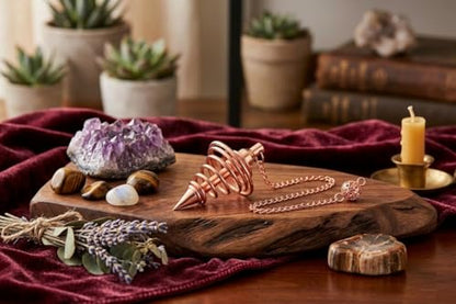 Lightweight Copper Reiki Pendulum for Dowsing, Chakra Testing & Divination – Spiral Cone Healing Tool for Meditation, Energy Balance & Negative Energy Removal - color: Spiral Cone Copper Metal Pendulum