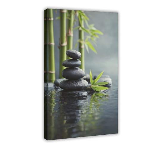 Zen Garden With Bamboo And Stone Ation For Relaxation Suitable For Wall Decoration Art Studio Decoration Home Decoration And Bedroom Decoration It Can Also Be Used For Office Artwork And Abstract Mura - color: Frame-style, size: 16x24inch(40x60cm)