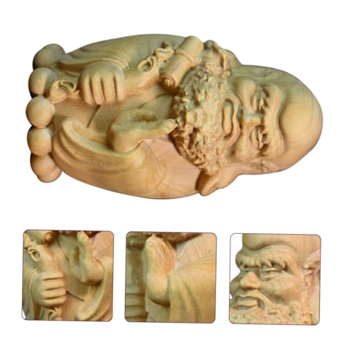 Zerodeko Hand-Carved Bodhidharma Wooden Statue Yellow Wood Decorative Ornament Meditation Home Decor for Zen Spaces Spiritual Tabletop Craft Unique