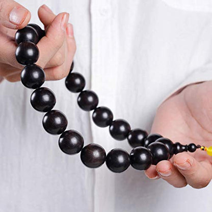 Zen Dear Unisex Natural Ebony Wood Buddhist Prayer Bead Necklace Bracelet Tibetan Prayer Mala Beaded Black - style: 20mm 21beads Boutique