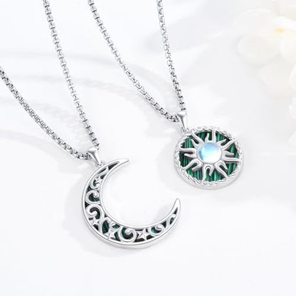 Yin Yang Necklaces for Women Men 925 Sterling Silver Pendant Necklace Yin Yang Jewelry for Women Men Couples - style: Sun Moon #5