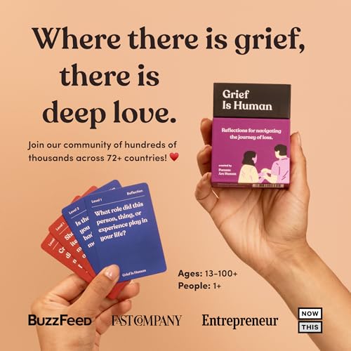 Grief is Human | Family & Friends Conversation Cards for Grieving | 70 Cards to Help You Process The Journey of Loss | Therapy for Adults - style: Grief Is Human