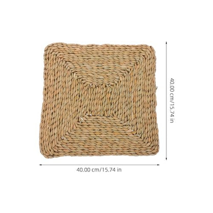 Outanaya Straw Woven Yoga Floor Cushion Mat for Meditation and Sitting Natural Seat Pad for Window and Outdoor Use Handmade Design