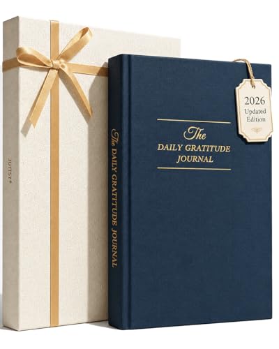 Gratitude Journal 2026 – Undated Daily Gratitude Journal with Upgraded Dynamic Prompts & Gift Box – 5 Minute Reflection, Mindfulness & Happiness Journal for Women & Men - color: Navy Blue