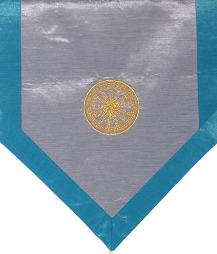 Altar Cloth Or Wall Hangings - Embroidered - Wheel of Dharma - Teal - color: Dharmawheelteal