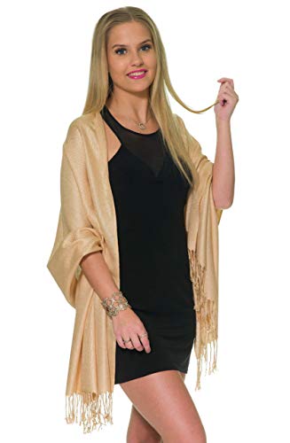 Pashmina Shawls and Wraps for Evening Dresses, Large Soft Pashminas Wedding Shawl - color: Light Cream Champagne