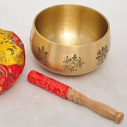 Brass Singing Bowls Meditation Sound Bowl Eight Auspicious Copper Chime Lotus Copper Chime Bowl Copper Crafts Ornaments，A - color: A