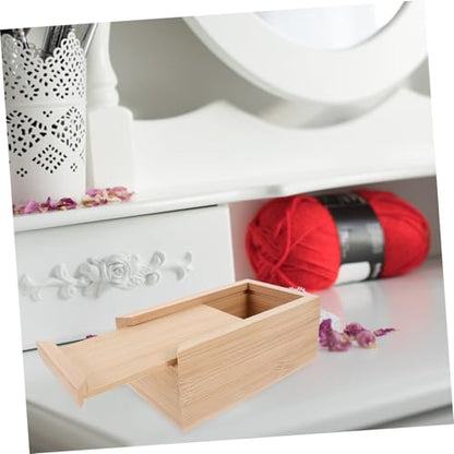 Wooden Slide Lid Storage Box Unfinished Wood Jewelry Case Retro Pull-out Organizer for Small Items for Home Decor Multi-purpose Container