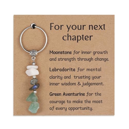 Healing Crystal Keychain Gift for New Beginnings Calming Anxiety Luck Protection Natural Gemstone Keychain for Women - color: For Your Next Chapter