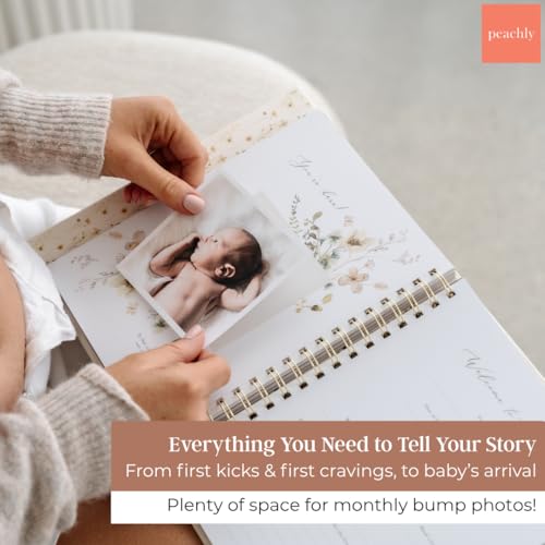Peachly Pregnancy Journal - Linen Pregnancy Book to Capture Every Milestone - Pregnancy Must Haves - Baby Book Keepsake Pregnancy Journals For First Time Moms and Experienced Moms (Sage) - color: Sage