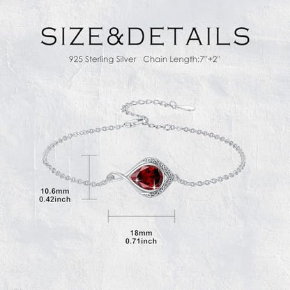 PELOVNY Celtic Knot Bracelet for Women 925 Sterling Silver Infinity Gemstone/Birthstone Bracelets Birthday Christmas Jewelry Gifts for Mom Daughter Wife - color: 02-Filigree-January Birthstone