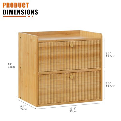 Trironsun Rustic Bread Box for Kitchen Countertop Bamboo Bread Storage Container Bin Double Layer BreadBox Farmhouse Large Capacity Food Organizer (Natural Bamboo) - color: Natural Bamboo
