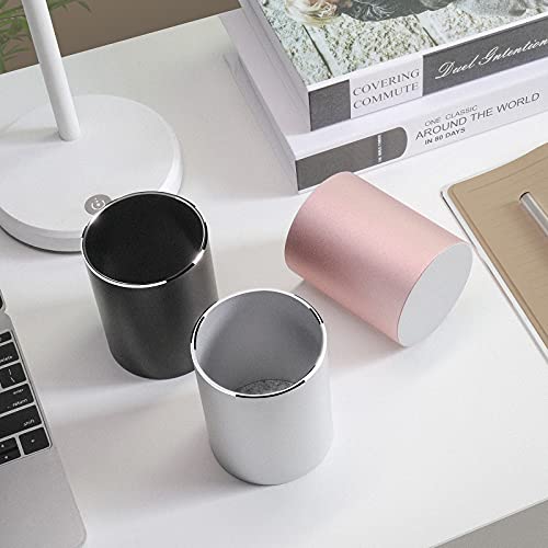 Vaydeer Metal Pen Holder Aluminum Pencil Holder for desk, Round Desktop Organizer and Black Pencil Cup for Office, School, Home and Stationary Supplies (3.15 x 3.15 x 3.94 Inches) - color: Black