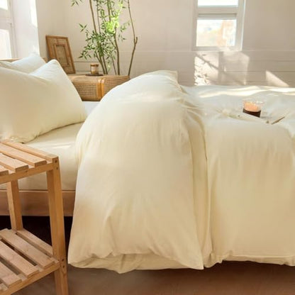 100% Washed Cotton Weighted Blanket Cover, Linen Feel Duvet Cover for Weighted Blanket 88"x104", Plain Simple Cotton Heavy Blanket Duvet Cover (Cream White, 88"x104") - color: Cream White (No Blanket), size: 88"x104"