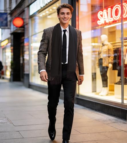Winter Soft Long Scarf, Pashmina Shawls and Wraps, Warm Large Scarves for Men Women Evening Dress Wedding - color: Black