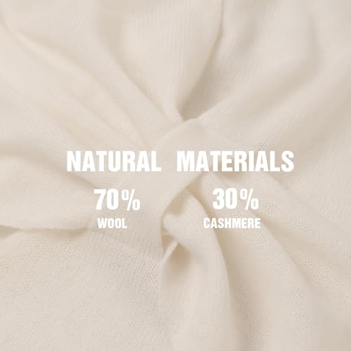 Cashmere Blend Shawl Wraps for Women,Cashmere Poncho Pashmina for Women Travel Scarf for All-Season with Gift Box - color: White