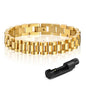 MPRAINBOW 2pcs 18K Gold Plated Chain Link Bracelet, Stainless Steel Crystal Friendship Bracelets Bangle,Watch Band Chains Wristband Jewelry with Adjust Tool - color: Gold-18cm