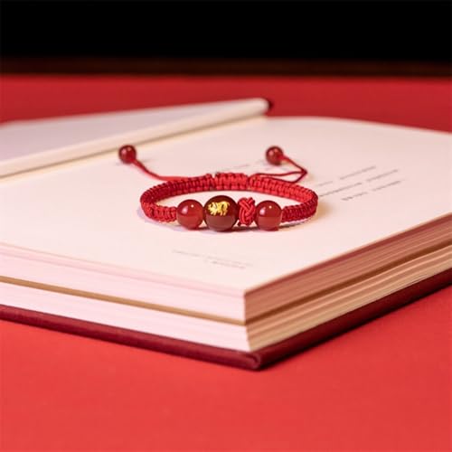 2026 Chinese New Year of Horse Bracelets for Women Men, 12 Chinese Zodiac Bracelet Good Luck Red String Animal Horse Charm Braided Bangle Adjustable Jewelry Gift - color: Circle-2pcs