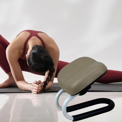 Ergonomic Kneeling Mation Bench with Slip Pad, Portable L Frame & Pu Leather Cushion, Ideal for Stretching, Mindfulness Ptice, Light Turquoise for S Beige 10.83inch