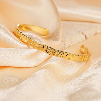 Sylph Gold Bracelets for Women, Chunky Bangle Bracelet Open Cuff/Teardrop Bangles Hypoallergenic Dainty Minimalist Jewelry for Everyday Wear - style: Gold Cuff