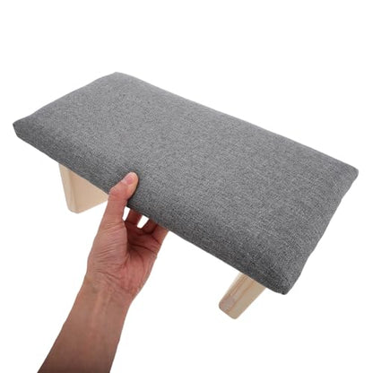 Foldable Wooden Bench Deep Gray Ergonomic Stool with Slanted Seat for Mindfulness Practice and Prayer
