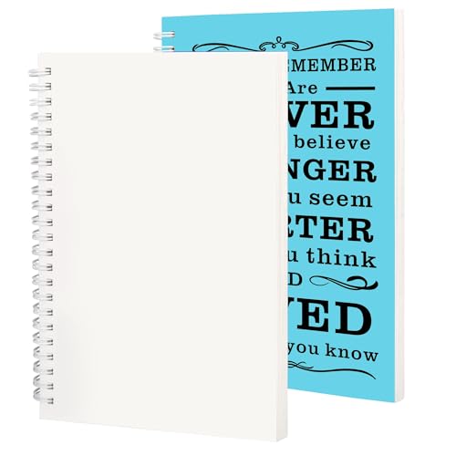 JOHSBYD 2Pcs Blank Spiral Notebook,Inspirational Gifts A5 Hardcover Sketch Book,Art Sketchbook for Drawing, Unlined, Plain Sketch Book for Women Men Work Writing,160 Pages (2, Blank Page Light Blue)
