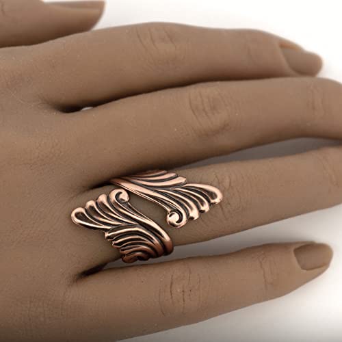 Copper Scroll Ring, Solid Copper Bypass Ring, Adjustable Fit For Most Sizes