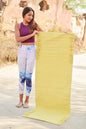 Indian Handmade100 % Organic Anti Skid Multi Colour Cotton Yoga Mat - Eco-Friendly Hand-Woven Rug - Non-Slip & Thick (24”x72”x5mm) for Hot yoga & Everyday Fitness at Home - Comfortable & Foldable Extra-Long Mat - color: Light Yellow