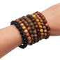 INSPIRELLE 8 Pieces Natural Wood Elastic Beaded Bracelet for Men and Women