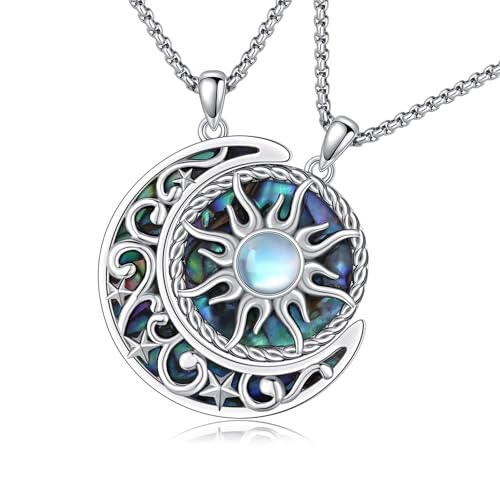 Yin Yang Necklaces for Women Men 925 Sterling Silver Pendant Necklace Yin Yang Jewelry for Women Men Couples - style: Sun Moon #1