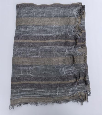 Artistic Retro Cotton And Linen Scarf, Plain Tie Dye Gradient Autumn And Winter New Soft Cotton Shawl - color: Dark Gray