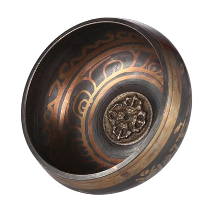 Singing Bowl Handmade Buddha Sound Bowl Bell Metal with Striker Buddhism Meditation Relaxation，D 2.8in