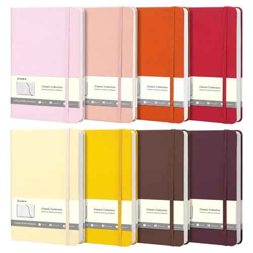 Comix 8 Pack Lined Notebook Journals, 240 Pages, 5.5 x 8.3 inch, Hardcover，College Ruled，Journaling Notebooks for Work, School, Home, A5 Journal Notebooks for Notes-taking, Writing - color: Vintage, size: 8 Pack
