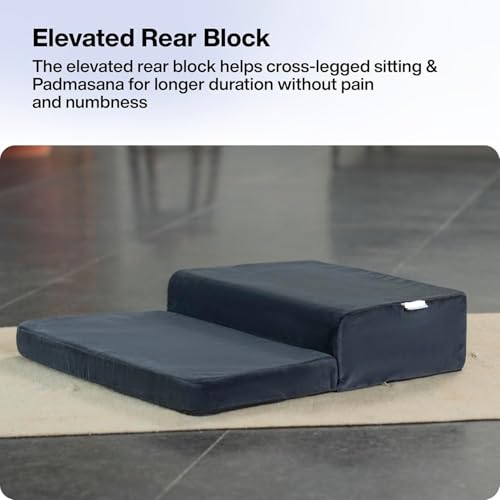 Meditation Cushion - Foldable Portable Large Size Meditation Yoga Block, Light Weight, Easy to Carry with Premium Removable & Washable Velvet Cover (Dark Grey)