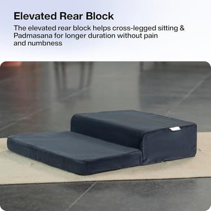 Meditation Cushion - Foldable Portable Large Size Meditation Yoga Block, Light Weight, Easy to Carry with Premium Removable & Washable Velvet Cover (Dark Grey)
