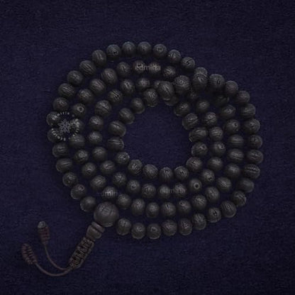 Bodhi Seed & Rudraksha Mala 108 Beads, Buddhist Prayer Japa Mala Necklace for Meditation, Yoga, Spiritual Healing, Handmade Unisex Prayer Beads, Bodh Gaya Inspired Collection