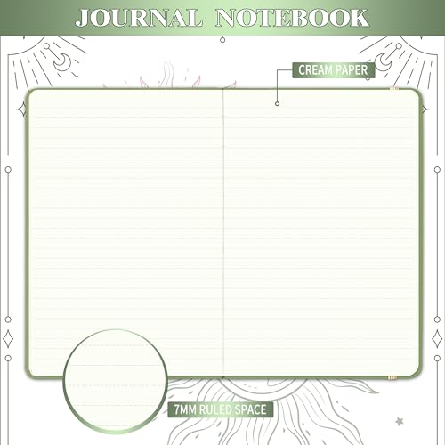 Artfan Ruled Notebook/Journal – Premium Thick Paper Faux Leather Classic Writing Notebook with Pocket + Page Dividers Gifts, Banded, Large, 144 Pages, Hard Cover, Lined (5.8 x 8.4) - Green - color: GREEN13