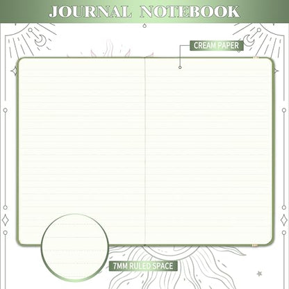 Artfan Ruled Notebook/Journal – Premium Thick Paper Faux Leather Classic Writing Notebook with Pocket + Page Dividers Gifts, Banded, Large, 144 Pages, Hard Cover, Lined (5.8 x 8.4) - Green - color: GREEN13