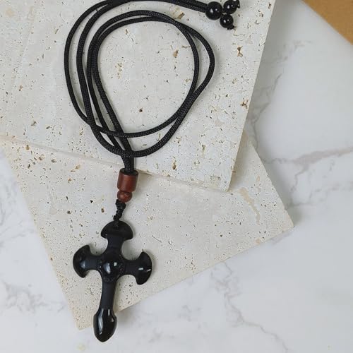 Crystal Pendant Necklaces Healing love Women's Men's choker Obsidian Tiger eye White Crystal Black Gold waterproof dainty Charm stackable statement Cute Stone necklace Unisex - style: Crystal pendant Cross