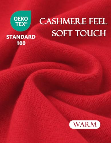 PULI Womens Large Cross Front Poncho Sweater Wrap Topper Knitted Elegant Shawls Cape for Fall Winter - color: 1-red