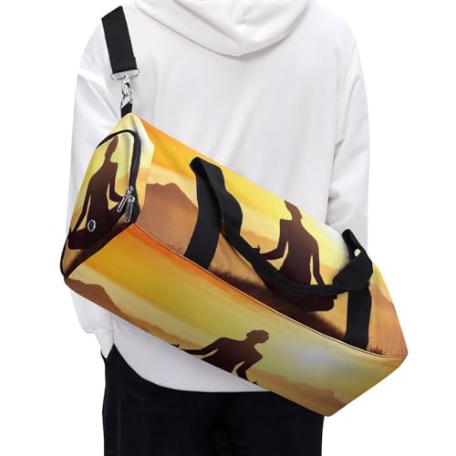 Yoga Meditation Barrel Gym Bags for Men And Women, Duffle Bag for Travel Sports Bag Camping Weekend Carry on Overnight Duffel Bag with Shoulder Strap