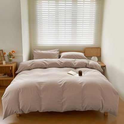 100% Washed Cotton Weighted Blanket Cover, Linen Feel Duvet Cover for Weighted Blanket 48"x72", Plain Simple Cotton Heavy Blanket Duvet Cover (Beige, 48"x72") - color: Beige (No Blanket), size: 48"x72"