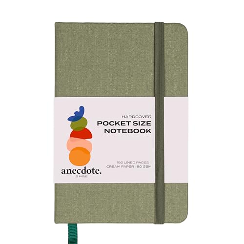 ANECDOTE. Small Journal Notebook for Men & Women, 192 Pages | Thick 80 GSM Lined Paper| Hardcover (5.5"x3.5" Pocket Size) | Daily Journaling Diary for Work, Travel, School & Office Use (Olive Green)