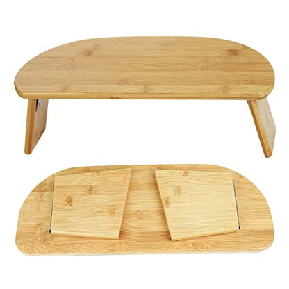 Bamboo Meditation Bench Foldable, Kneeling Meditation Bench with Foldable Meditation Bench Legs, Includes Carrying Bag