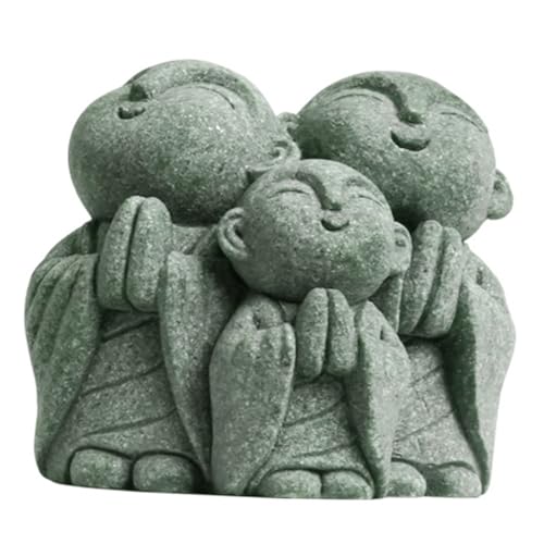 Stone Maitreya Buddha Figurine Zen Decoration for Tea Table Aquarium Home Decor Unique Sandstone Design for Meditating and Traditional Aesthetic