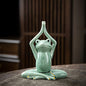 OwMell Ceramic Zen Frog Decor, Ceramic Yoga Pose Meditation Frog Staute for Home Zen Decoration - Namaste - style: Namaste