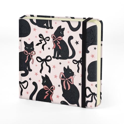 Mifuner 4.8x4.8in 80gsm Mini Notebooks Art Blank Pages Sketchbooks Travel Journal Pocket Hardcover Paint Writing Notebook Blank Diary Memo Planner Sketchbook Fabric Cover.Black Cat - color: Cloth-Black Cat