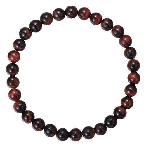 BRCbeads Gemstone Bracelets Natural Gemstone Birthstone Handmade Healing Power Crystal Beads Elastic Stretch 7.5 Inch Gift Box Unisex - color: Red Tiger Eye